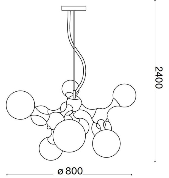 Ideal Lux - Závesný luster na lankách NODI 9xE14/28W/230V priemer 80 cm mosadz/biela
