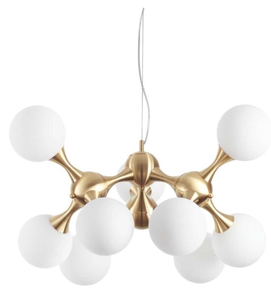 Ideal Lux - Závesný luster na lankách NODI 9xE14/28W/230V priemer 80 cm mosadz/biela