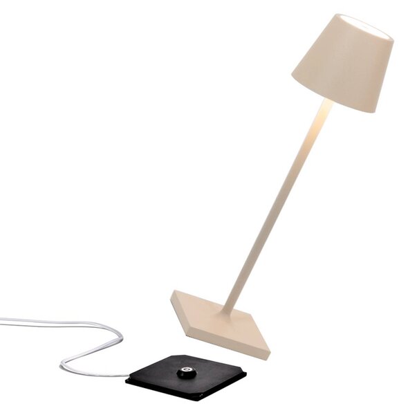 Zafferano Poldina micro akumulátorová lampa IP65 piesková, Krémová / jantárovo žltá, Hliník, Moderný, Stojacie svietidlo