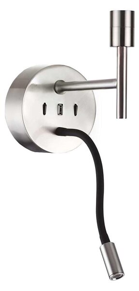 Ideal Lux - LED Flexib. lampa s montúrou SET UP 1xE27/42W+LED/3W/230V USB chróm