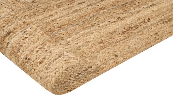Koberec béžový jutový 200 x 300 cm pletený ručne vyrobený s vyrezávaným vzorom prírodný textil boho štýl