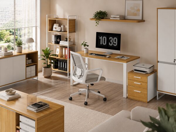 Kancelářský stůl Houseland Nuvia Home 05 140 cm dub/bílý