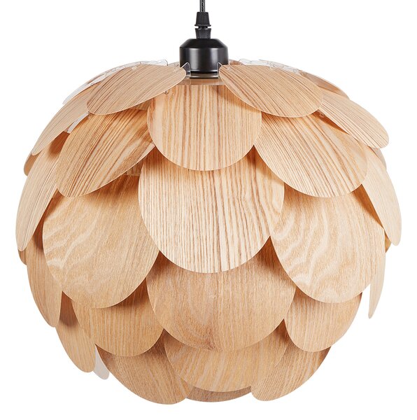 Závesná lampa prírodná bambusová drevo tvar šišky kužeľa moderný štýl obývačka jedáleň