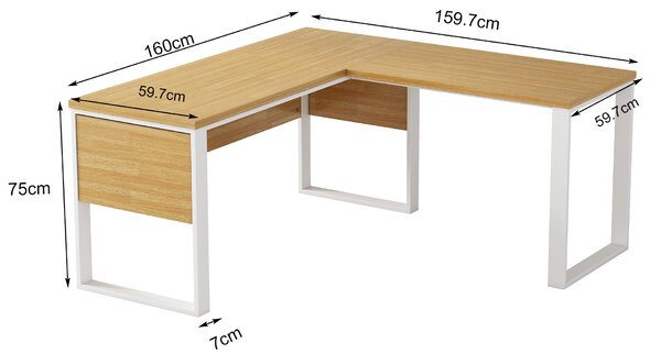 Rohový kancelářský stůl Houseland Nuvia Home 01 160 cm dub/bílý