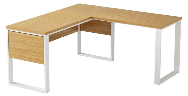 Rohový kancelářský stůl Houseland Nuvia Home 01 160 cm dub/bílý