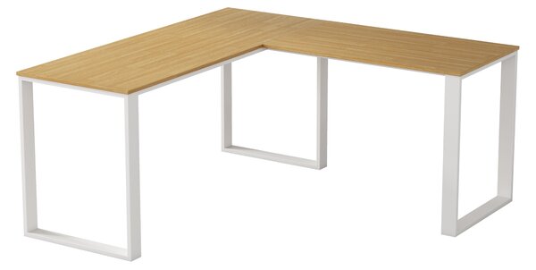 Rohový kancelářský stůl Houseland Nuvia Home 03 160 cm dub/bílý