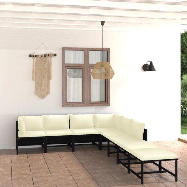 Maison Exclusive – 8-dielna záhradná súprava s vankúmi z polyrotangu v iernej farbe