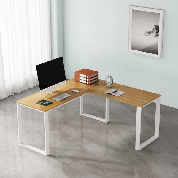 Rohový kancelářský stůl Houseland Nuvia Home 03 160 cm dub/bílý