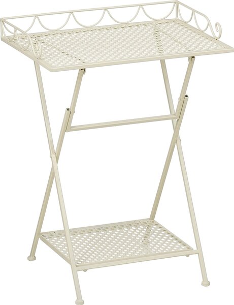Mica Decorations Marseille balkónový stolík – polička na rastliny – 50 x 38 x 68 cm – odkladací stolík – odolný voči poveternostným vplyvom – balkónový nábytok – biela farba