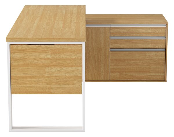 Rohový kancelářský stůl s komodou Houseland Nuvia Home 04 194 cm dub/bílý