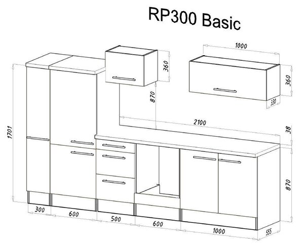 KUCHYNSKÝ BLOK 300 cm Respekta - Online Only kuchyne, Online Only