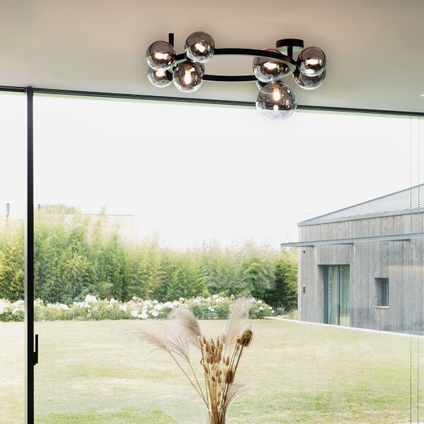 Ideal Lux - LED prisadený luster PERLAGE 10xG9/3W/230V priemer 70 cm čierna/dymová