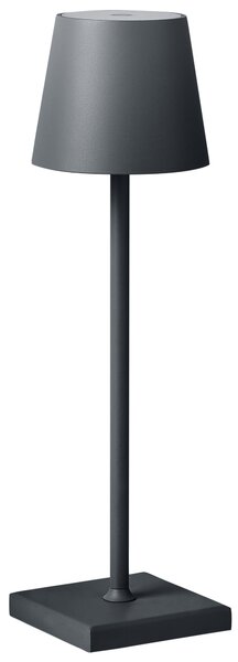 Stolná lampa tmavosivá hliníková s dotykovým vypínačom nabíjanie cez USB kábel bezdrôtová moderný štýl interiér exteriér