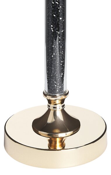 Svietnik zlato-čierny kovový podstavec so skleneným tienidlom 48 cm elegantná dizajnová dekorácia glamour štýl