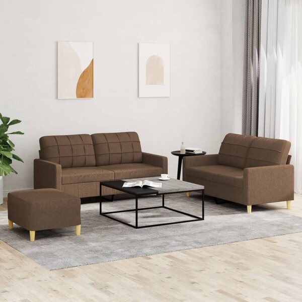 Maison Exclusive – 3-dielna sedacia súprava s vankúšmi, hnedá látka