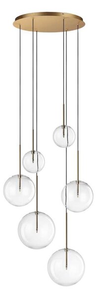 Ideal Lux - LED Luster na lanku EQUINOXE 6xG4/2W/230V pr. 65 cm mosadz/číra