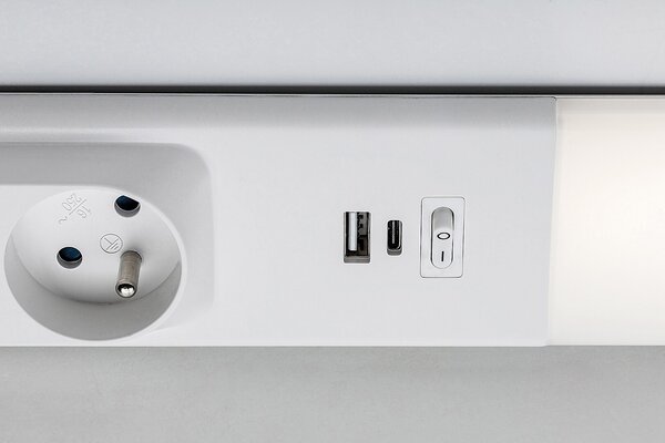Rabalux BILAL LED podlinkové svietidlo s vypínačom a 2x zásuvkou, 2x USB 60 cm
