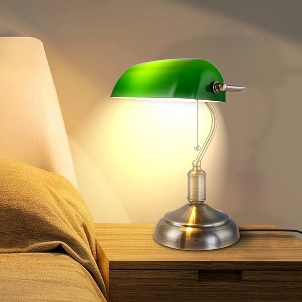 ACA DECOR PRESTIGE stolná lampa 1xE27/60W/230V mosadz/zelená