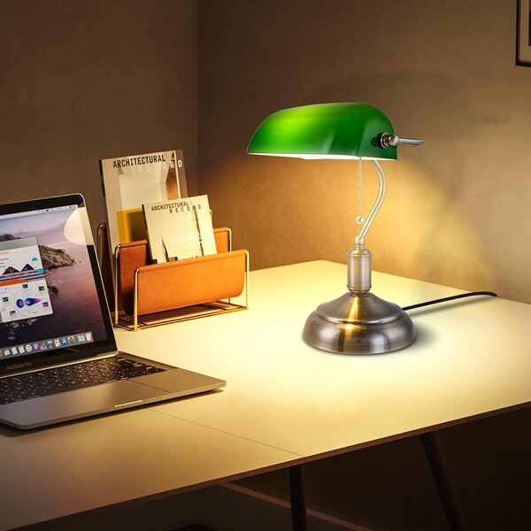ACA DECOR PRESTIGE stolná lampa 1xE27/60W/230V mosadz/zelená
