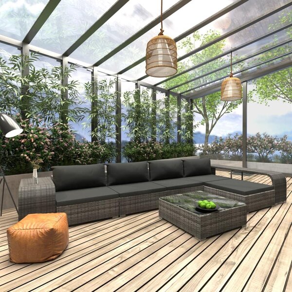 Maison Exclusive – 8-dielna záhradná súprava s poduškami z polyratanu, sivá
