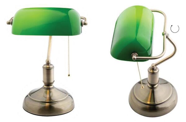ACA DECOR PRESTIGE stolná lampa 1xE27/60W/230V mosadz/zelená