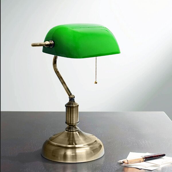 ACA DECOR PRESTIGE stolná lampa 1xE27/60W/230V mosadz/zelená