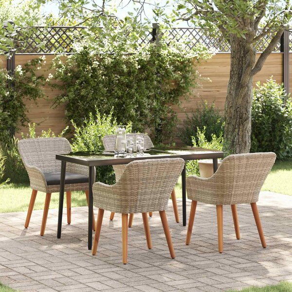 Maison Exclusive - Záhradný jedálenský set s vankúom 5 pcs Svetlosivá polyratan