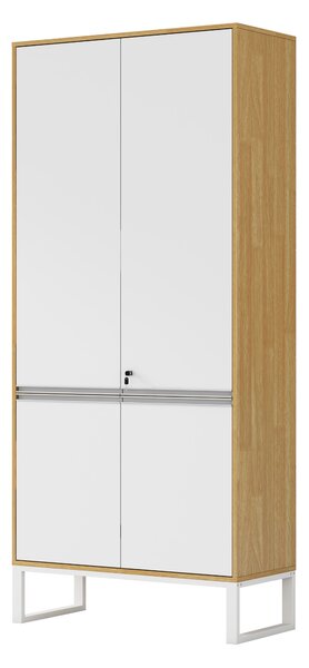 Vysoká kancelářská skříň Houseland Nuvia Loft 90 cm dub/bílá