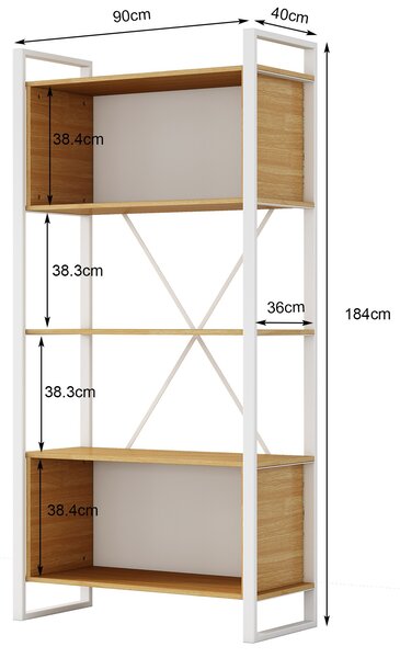 Vysoký kancelářský regál Houseland Nuvia Stack 90 cm dub/bílý