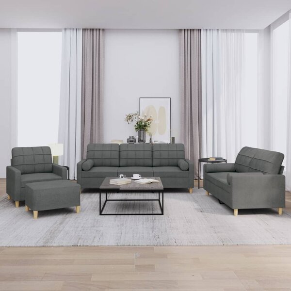 Maison Exclusive – 4-dielna sedacia súprava s vankúšmi, tmavosivá látka