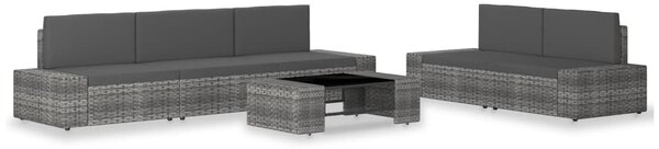 Maison Exclusive – 6-dielna záhradná súprava v štýle lounge z poly ratanu, sivá