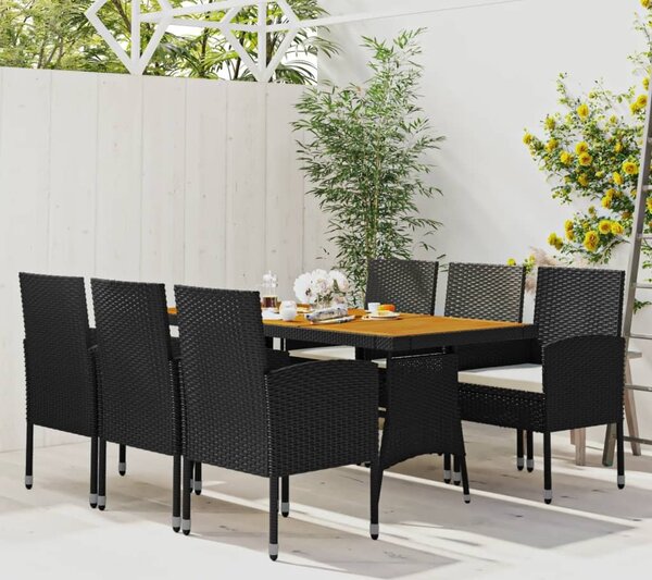 Maison Exclusive – 7-dielna záhradná jedálenská súprava z polyratanu, ierna
