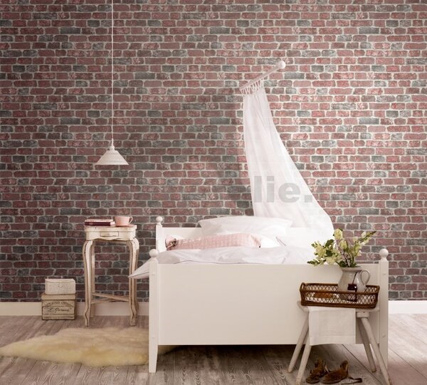 Vliesové tapety na zeď 58408, rozměr 10,05 m x 0,53 m, Brique 3D cihly červené s výraznou strukturou, Marburg