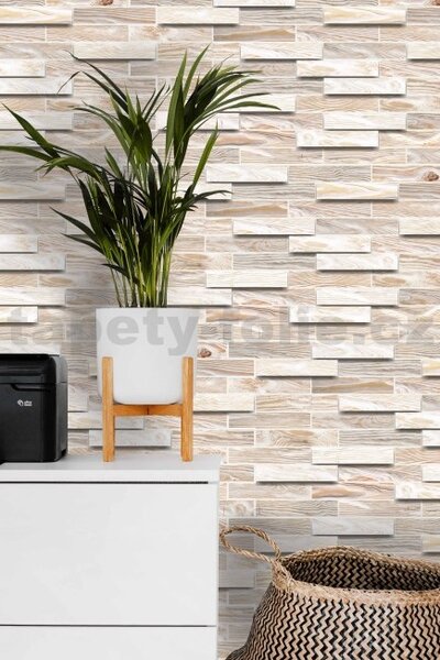 Obkladové panely 3D PVC TP10007977, cena za kus, rozmer 980 x 480 mm, obklad klasik bielený, GRACE