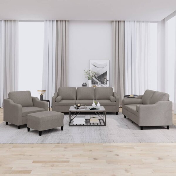 Maison Exclusive – 4-dielna sedacia súprava s vankúšmi, látka v odtieni taupe