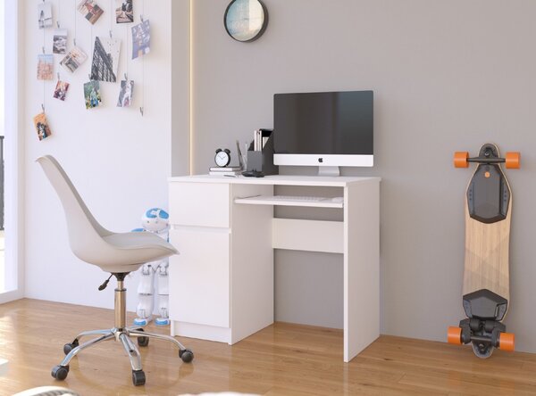 Ak furniture Písací stôl PIKSEL 90 cm biely ľavý