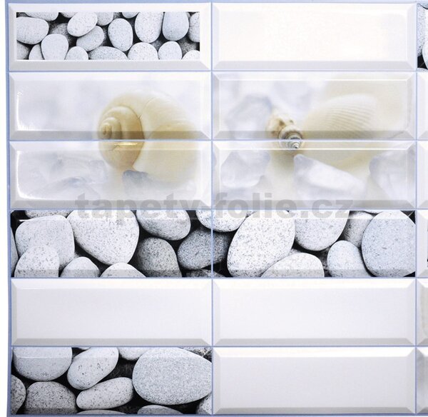 Obkladové panely 3D PVC TP10014010, rozměr 955 x 480 mm, mušle a kameny, GRACE