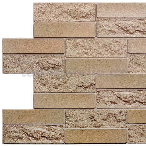 Obkladové panely 3D PVC TP10007979, rozměr 955 x 490 mm, pískovcový kámen hnědý, GRACE