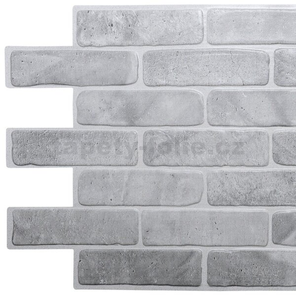 Obkladové panely 3D PVC TP10014022, rozměr 1025 x 495 mm, cihla světle šedá, GRACE