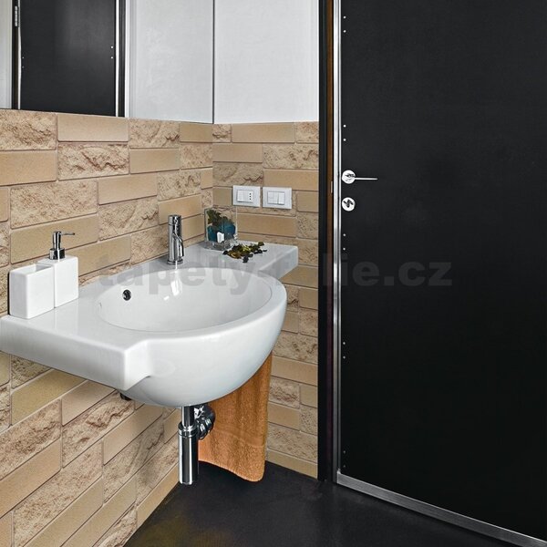 Obkladové panely 3D PVC TP10007979, rozměr 955 x 490 mm, pískovcový kámen hnědý, GRACE