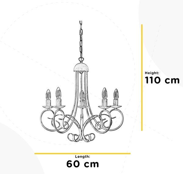 ONLI - Luster na reťazi POMPEI 5xE14/6W/230V krémový