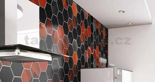 Obkladové panely 3D PVC TP10015623, rozměr 973 x 492 mm, hexagon barevný Patchwork, GRACE
