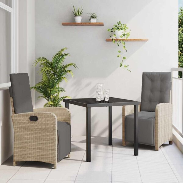 Maison Exclusive – Záhradná jedálenská súprava, 3 kusy, béžová, umelý ratan