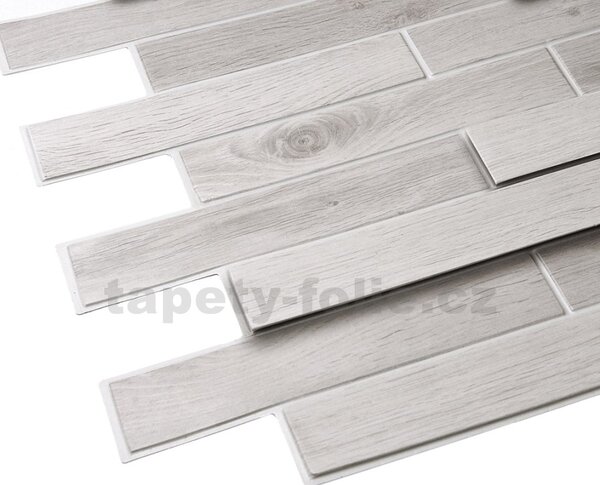 Obkladové panely 3D PVC TP10009502, rozměr 980 x 480 mm, dřevěný obklad dub bělený, GRACE