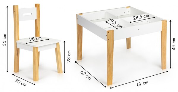 Detský stolík s 2 stoličkami Ecotoys Patrys biely