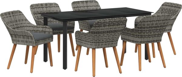 Maison Exclusive - Záhradný jedálenský set s vankúšom 7 pcs Sivá polyratan
