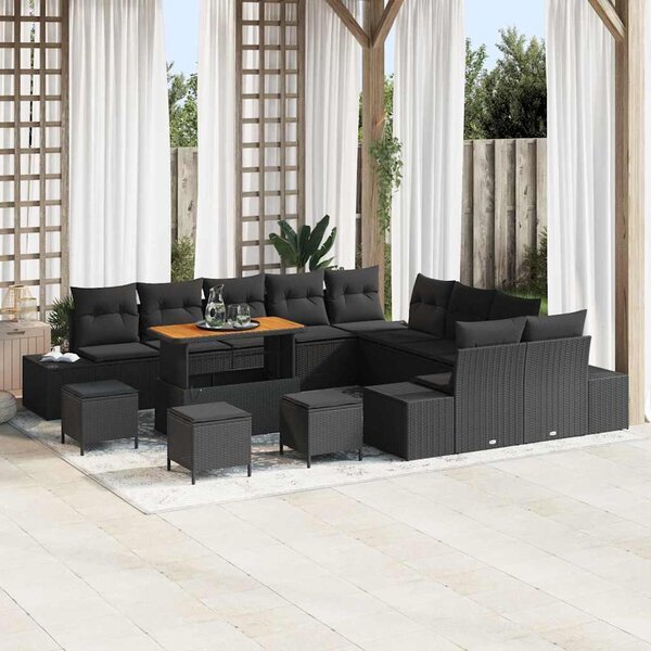 Maison Exclusive - Záhradný nábytok s vankúmi 14 ks ierny Poly-rattan
