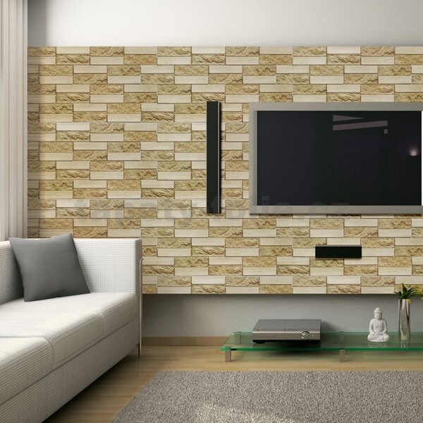 Obkladové panely 3D PVC TP10013971, rozměr 980 x 490 mm, obkladový pískovec béžový, GRACE
