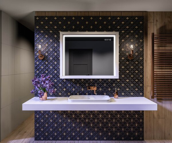 LED kúpeľňové zrkadlo s rámom WoodenFrame vo farbe Oslo dub