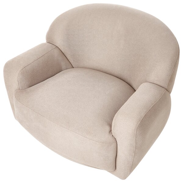 Kreslo sivobéžové látkové čalúnenie polyester zlatý kovový podstavec retro glamour art deco štýl obývačka spálňa